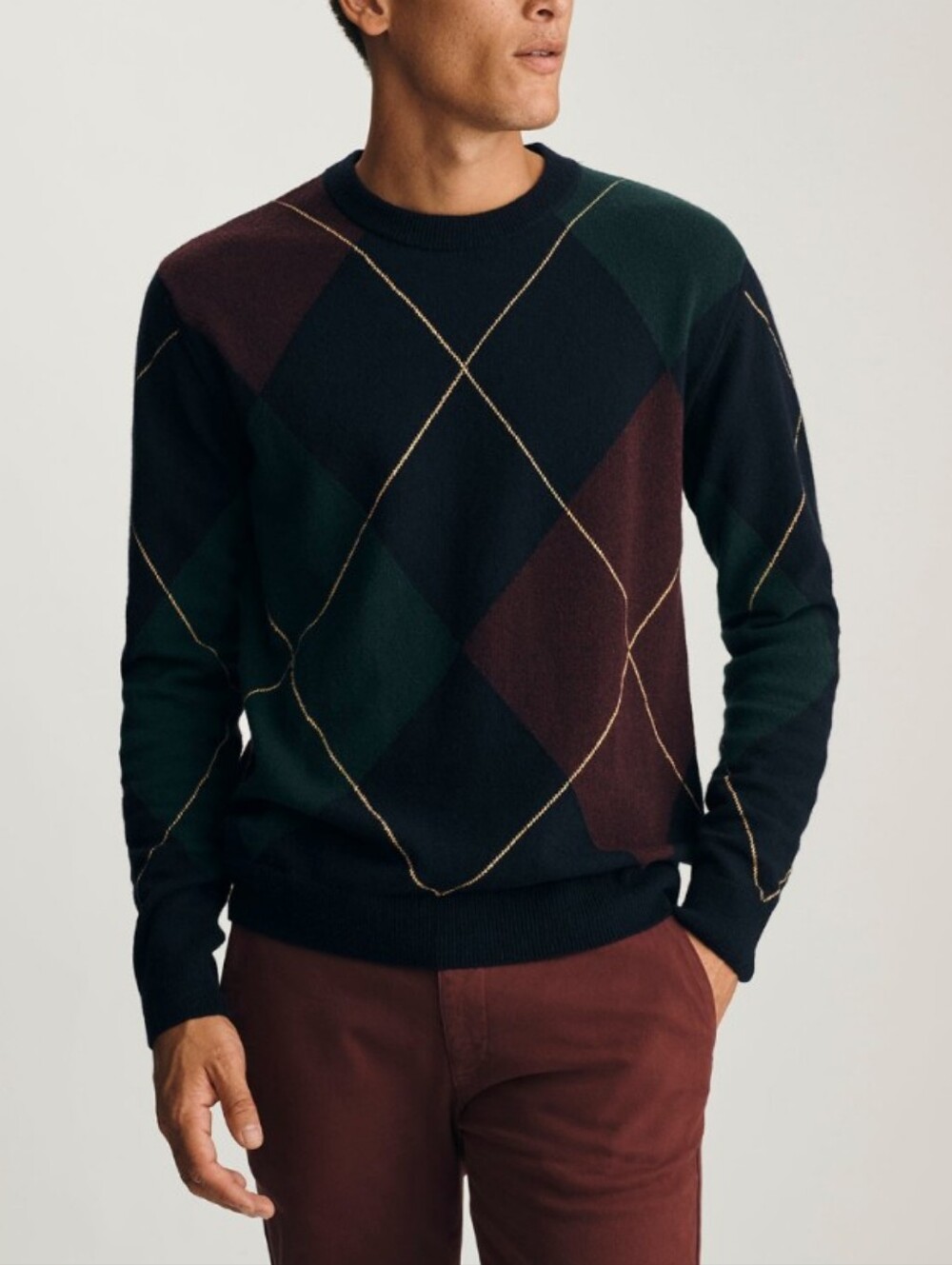Mavi Jaquard Sweater NWT Wool Blend Diamond Plaid Argyle